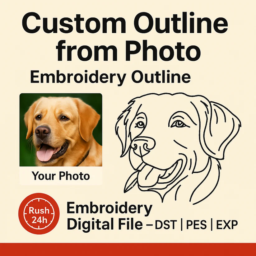 Custom Outline Embroidery Files form Photo - Digital Only