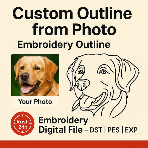 Custom Outline Embroidery Files form Photo - Digital Only
