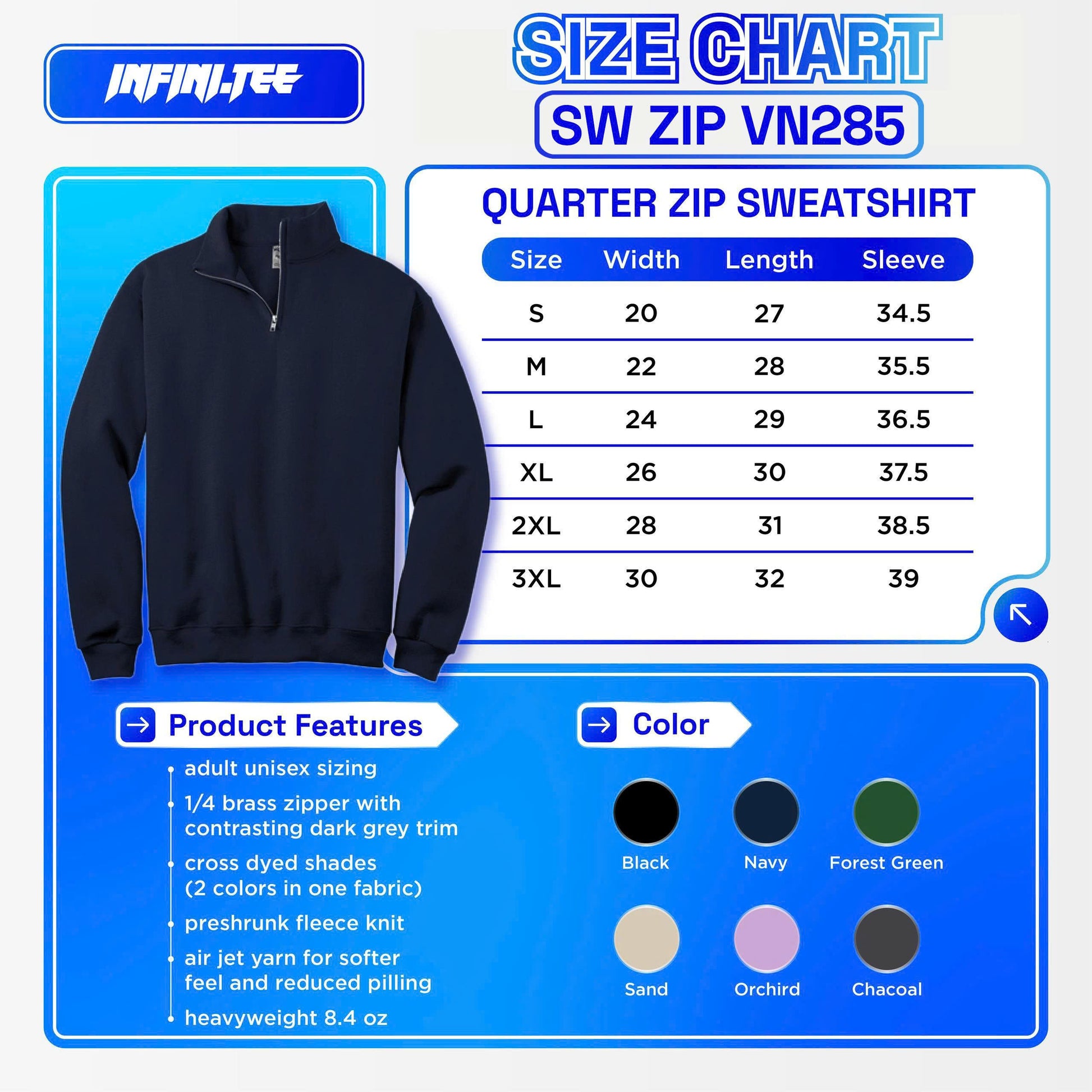 Emb - Quartar Zip Sweatshirt VN285